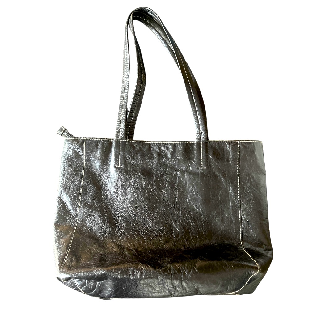 Latico Black Leather Zip Top Shoulder Bag Tote